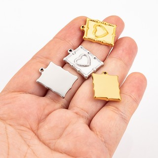 Khung Ảnh Bằng Thép Không Gỉ Mặt Dây Chuyền Tình Yêu Trang Sức Tự Làm Phụ Kiện Retro Vuông Cứu Trợ Trái Tim Quyến Rũ