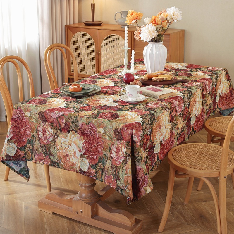 50x150cm Sợi Nhuộm Tranh Sơn Dầu Phong Cách Hoa Lớn Jacquard Polyester & Cotton Retro Vải Cho Túi Và Quần Áo TJ5762