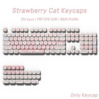 Dâu Mèo Keycaps PBT Dye-sub MOA Profile Keycap Tùy Chỉnh Keycaps Tương Thích Với Cherry Gateron MX Switch
