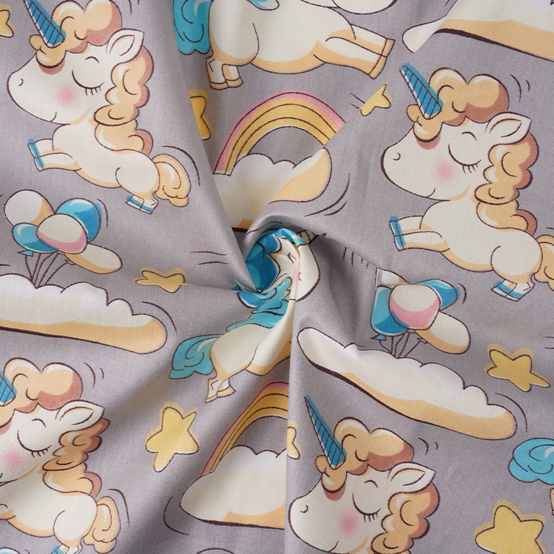 In hình hoạt hình vải cotton twill cho búp bê DIY, chăn ga gối - Kích thước đa dạng - 0.5 mét TJ0310