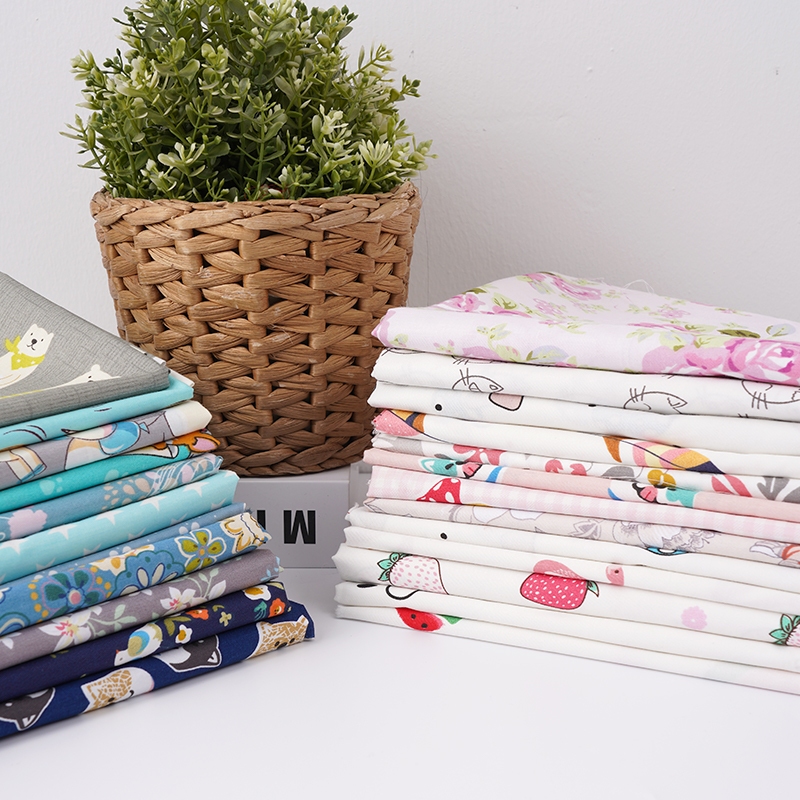 In hình hoạt hình vải cotton twill cho búp bê DIY, chăn ga gối - Kích thước đa dạng - 0.5 mét TJ0310