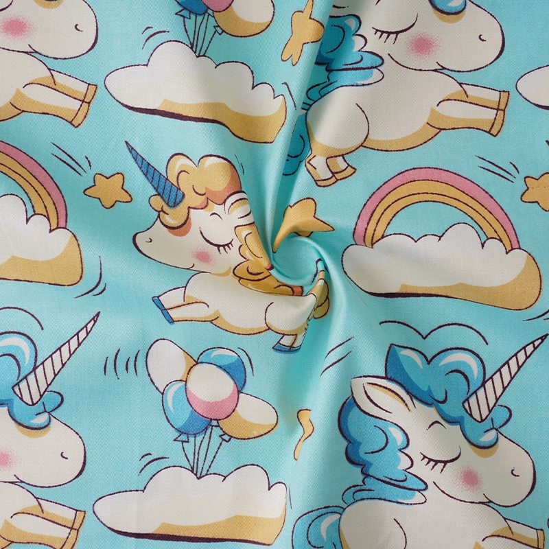 In hình hoạt hình vải cotton twill cho búp bê DIY, chăn ga gối - Kích thước đa dạng - 0.5 mét TJ0310