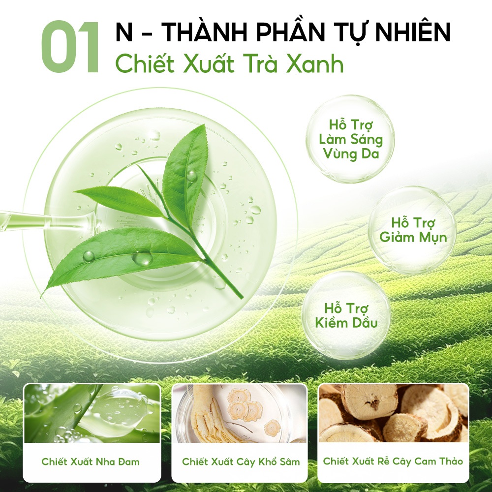 Ảnh Mặt Nạ Trà Xanh 1 Hộp 10 Miếng Mặt Nạ Giấy COLORKEY LUMINOUS BHA Hỗ Trợ Giảm Dầu Mụn 25ml/miếng 3