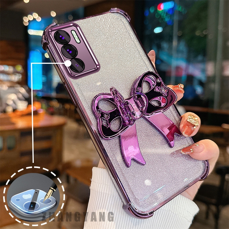 Ốp Lưng Cho OPPO RENO 12 5G RENO 12 Pro 5G Vỏ Điện Thoại flash Mạ Điện Bốn Góc Thẩm Mỹ 3D Bướm Giá Đỡ Thiết Kế Mới Vỏ Mềm Điện Thoại TPU