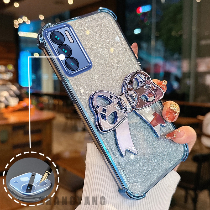 Ốp Lưng Cho OPPO RENO 12 5G RENO 12 Pro 5G Vỏ Điện Thoại flash Mạ Điện Bốn Góc Thẩm Mỹ 3D Bướm Giá Đỡ Thiết Kế Mới Vỏ Mềm Điện Thoại TPU