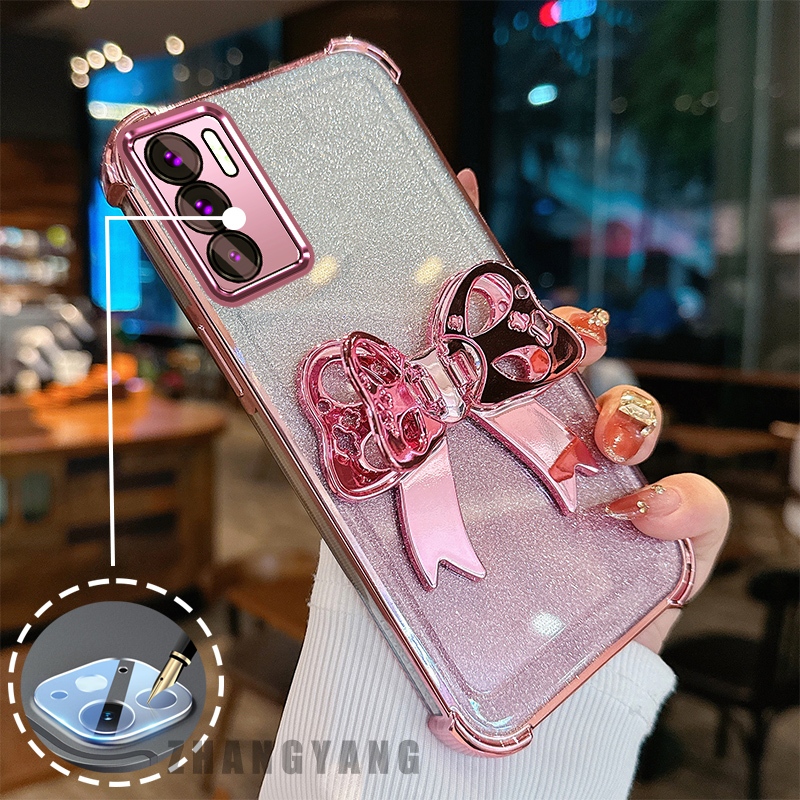 Ốp Lưng Cho OPPO RENO 12 5G RENO 12 Pro 5G Vỏ Điện Thoại flash Mạ Điện Bốn Góc Thẩm Mỹ 3D Bướm Giá Đỡ Thiết Kế Mới Vỏ Mềm Điện Thoại TPU