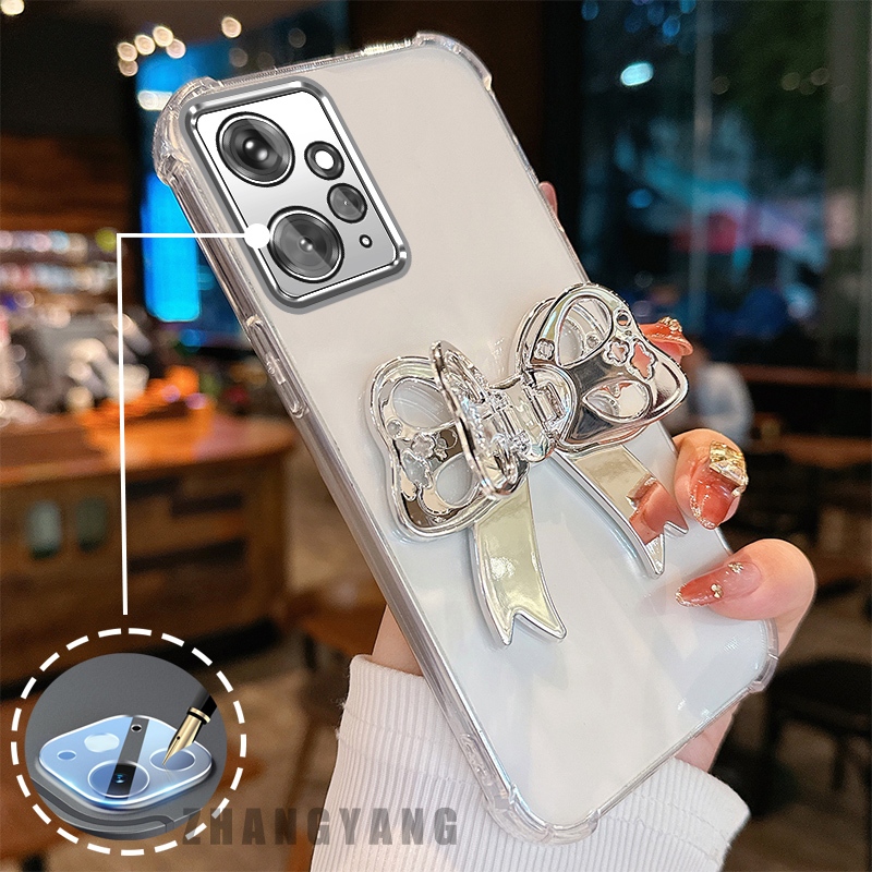 Ốp Lưng Cho Redmi Note 12 4G Bốn Góc Chống Rơi Mạ Điện flash Vỏ Điện Thoại Thẩm Mỹ 3D Bướm Giá Đỡ Thiết Kế Mới TPU Điện Thoại Mềm