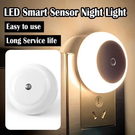Đèn Led Di Động Đèn Ngủ Cảm Biến Phòng Ngủ Đầu Giường Mini Ngủ Cho Phòng Ngủ EU Đèn Cắm Tự Động Ấm Áp Cho Giường Ngủ US Cắm Đèn Ngủ Vào Ban Đêm Trắng Ấm