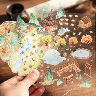 Enwei 3 Cái [Phong Cảnh Retro Series] Vintage Tạp Chí Miếng Dán Chống Thấm Nước Giấy Thêu Sò Chất Liệu Sổ Lưu Niệm Bộ