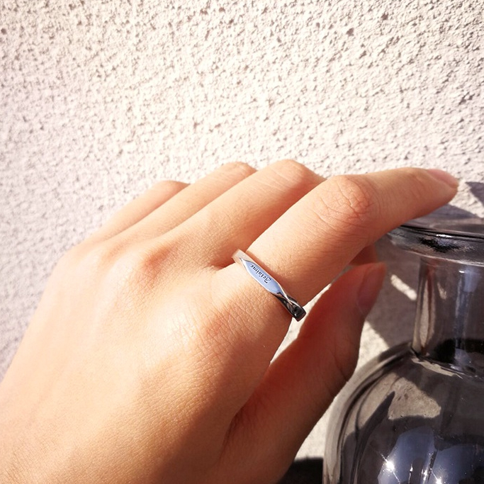Nhẫn Mạ Bạc 925 Khắc Chữ Tiếng Anh i love you Cho Cặp Đôi