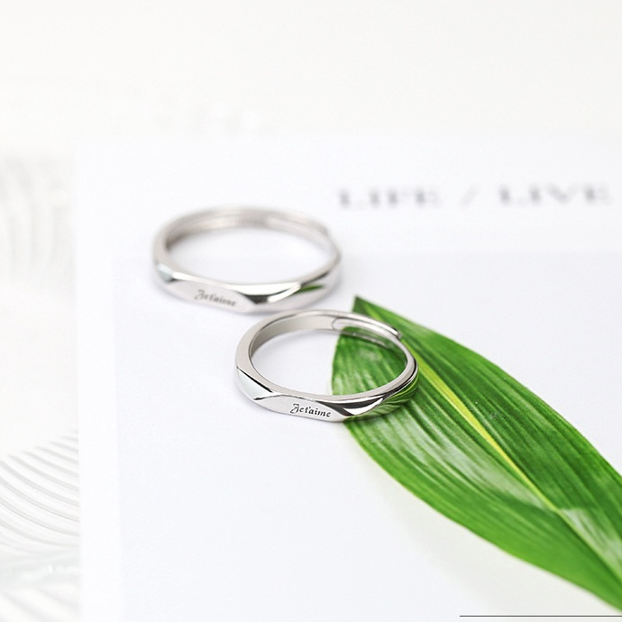 Nhẫn Mạ Bạc 925 Khắc Chữ Tiếng Anh i love you Cho Cặp Đôi