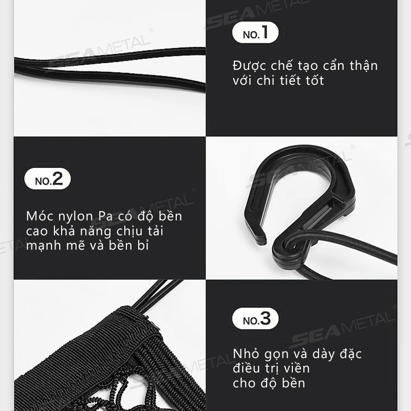 [Đặc sắc] SEAMETAL Xe đạp xe máy Xe tay ga Túi lưới chở hàng Túi lưu trữ hành lý Móc treo lưới Nylon hai lớp co giãn Túi đựng đồ nội thất ô tô