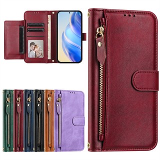 Ốp Lật Cho OPPO Reno 4F 5F 5Z 7A 7Z 8Z 8T 4 5 6 7 8 Pro Lite 4G 5G Ví Da Mờ Bao Khe Cắm Thẻ Túi Đựng Dây Kéo Vỏ