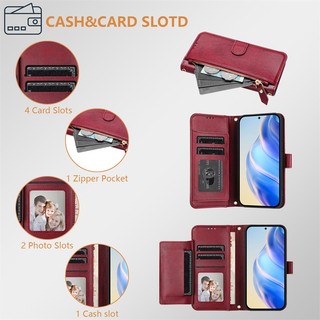Ốp Lật Cho OPPO Reno 4F 5F 5Z 7A 7Z 8Z 8T 4 5 6 7 8 Pro Lite 4G 5G Ví Da Mờ Bao Khe Cắm Thẻ Túi Đựng Dây Kéo Vỏ