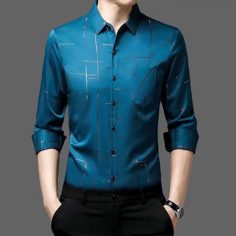 Nam Kiểm Tra Áo Sơ Mi Tay Dài Sọc Tay Ngắn Áo Sơ Mi Công Sở In Hình Kinh Doanh