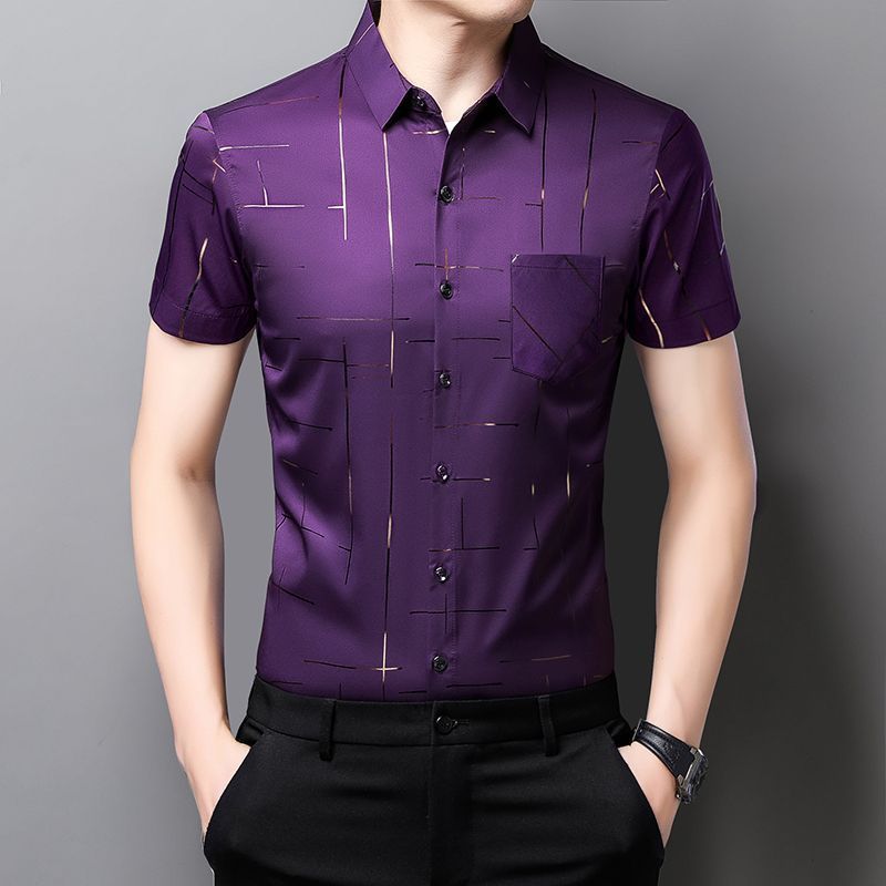 Nam Kiểm Tra Áo Sơ Mi Tay Dài Sọc Tay Ngắn Áo Sơ Mi Công Sở In Hình Kinh Doanh