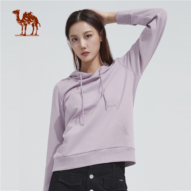 Ảnh Áo thun thể thao CAMEL tay dài dáng rộng màu lạc đà thời trang cho nữ 1