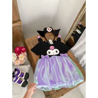 Váy nơ phồng nối hoạt hình dễ thương cho bé gái Kulomi - Thời trang mùa hè màu tím cho trẻ em và trẻ sơ sinh