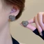 Bộ kim bạc bông tai tình yêu kim cương cao cấp thiết kế đơn giản nữ mùa thu đông