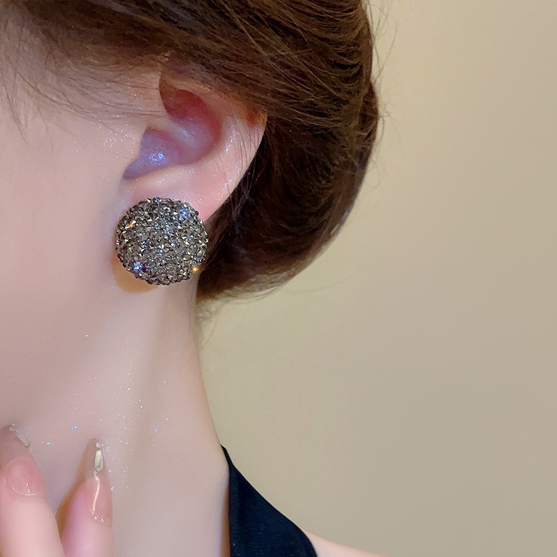 [Jewbeauty] Bộ kim bạc bông tai tình yêu kim cương cao cấp thiết kế đơn giản nữ mùa thu đông