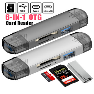 Đầu đọc thẻ 6 trong 1 USB3.0 sang Type C Micro USB Đa năng Bộ chuyển đổi OTG Bộ chuyển đổi đa chức năng SD TF Truyền tốc độ cao