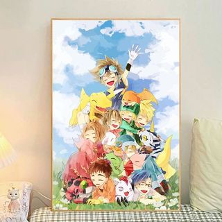 MOZI✨40 * 50cm / 30 * 40cm tranh tô màu theo số tranh số hóa tranh sơn dầu số hoábộ tô màu theo số sơn acrylic  Chân dung gia đình Digimon tự làm Tranh sơn dầu kỹ thuật số có giá trị cao Vẽ tay sơn dầu Quà tặng Tranh trang trí phòng ngủ
