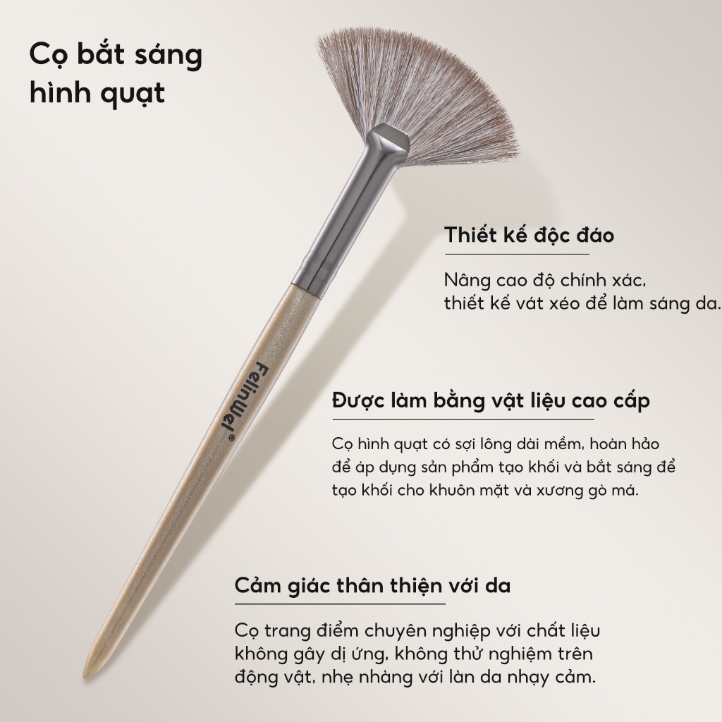 FelinWel - Cọ Bắt Sáng Hình Quạt Đa Năng, Lông Tổng Hợp Mềm Không Rụng, Thuần Chay, Bền Bỉ Dễ Vệ Sinh