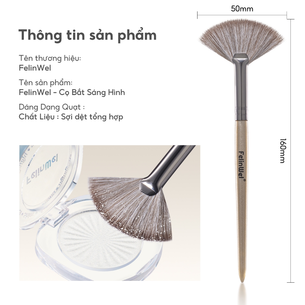 FelinWel - Cọ Bắt Sáng Hình Quạt Đa Năng, Lông Tổng Hợp Mềm Không Rụng, Thuần Chay, Bền Bỉ Dễ Vệ Sinh