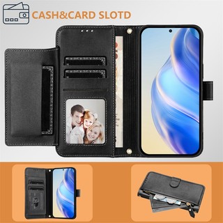 Ốp Lật Cho Vivo Y03 Y18 Y38 Y73 2021 Y76 Y100 Y200E Y200i Y300 T3 Ultra T3X Iqoo Z9 Turbo Z9X Z9S Pro 4G 5G Ví Da Mờ Bao Khe Cắm Thẻ Túi Đựng Dây Kéo Vỏ