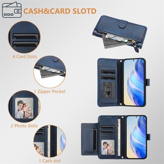 Ốp Lật Cho Vivo V20 V27 V29 V30 V40 SE Pro Lite V21E V27E V29E V30E V40E 4G 5G Ví Da Mờ Bao Khe Cắm Thẻ Túi Đựng Dây Kéo Vỏ