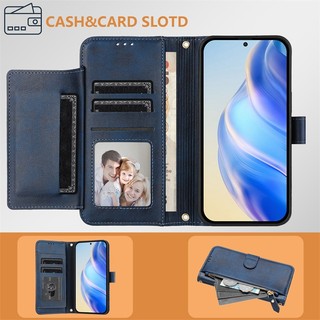 Ốp Lật Cho Vivo V20 V27 V29 V30 V40 SE Pro Lite V21E V27E V29E V30E V40E 4G 5G Ví Da Mờ Bao Khe Cắm Thẻ Túi Đựng Dây Kéo Vỏ