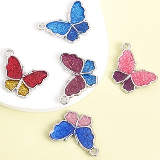 10 Chiếc Sống Động Màu Sáng Bướm Quyến Rũ Thời Trang Vòng Cổ, Vòng Tay, Bông Tai & Dây Xích Khác Đồ Trang Trí Cảnh Tiệc DIY Mặt Dây Hợp Kim Dầu Thả Sáng Bóng Hình Con Bướm
