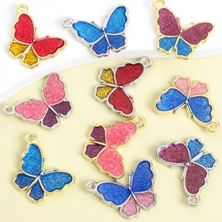 10 Chiếc Sống Động Màu Sáng Bướm Quyến Rũ Thời Trang Vòng Cổ, Vòng Tay, Bông Tai & Dây Xích Khác Đồ Trang Trí Cảnh Tiệc DIY Mặt Dây Hợp Kim Dầu Thả Sáng Bóng Hình Con Bướm