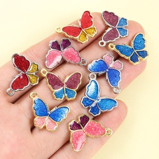 10 Chiếc Sống Động Màu Sáng Bướm Quyến Rũ Thời Trang Vòng Cổ, Vòng Tay, Bông Tai & Dây Xích Khác Đồ Trang Trí Cảnh Tiệc DIY Mặt Dây Hợp Kim Dầu Thả Sáng Bóng Hình Con Bướm