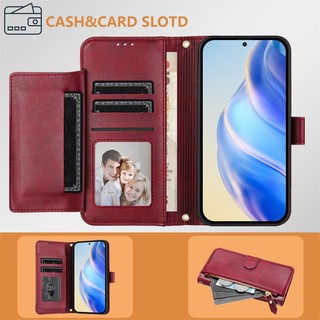 Ốp Lật Cho Honor X5B Plus X6A X6B X6C X6S X7A X7B X7C X8A X8B X9A X9B X9C 4G 5G Ví Da Mờ Khe Cắm Thẻ Túi Đựng Dây Kéo Vỏ