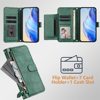 Ốp Lật Cho Honor Magic 5 6 7 Pro Lite 5G Ví Da Mờ Bao Khe Cắm Thẻ Túi Đựng Dây Kéo Vỏ