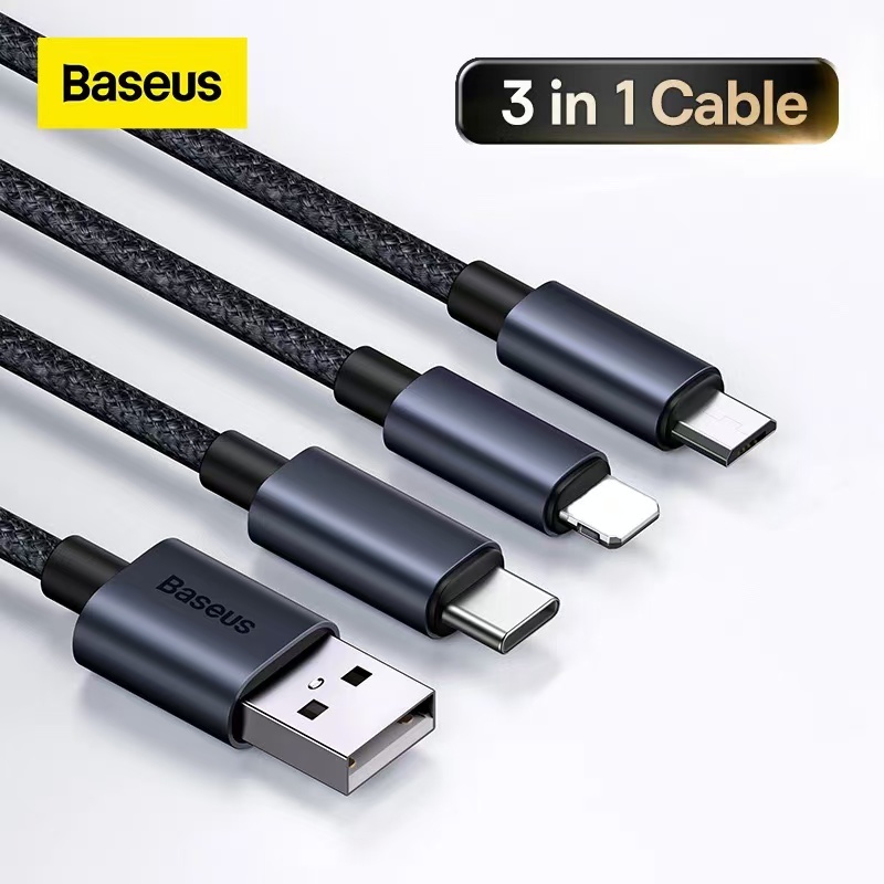 Cáp sạc Baseus 3 trong 1 USB sang M + C + L Tương thích cho Huawei Samsung