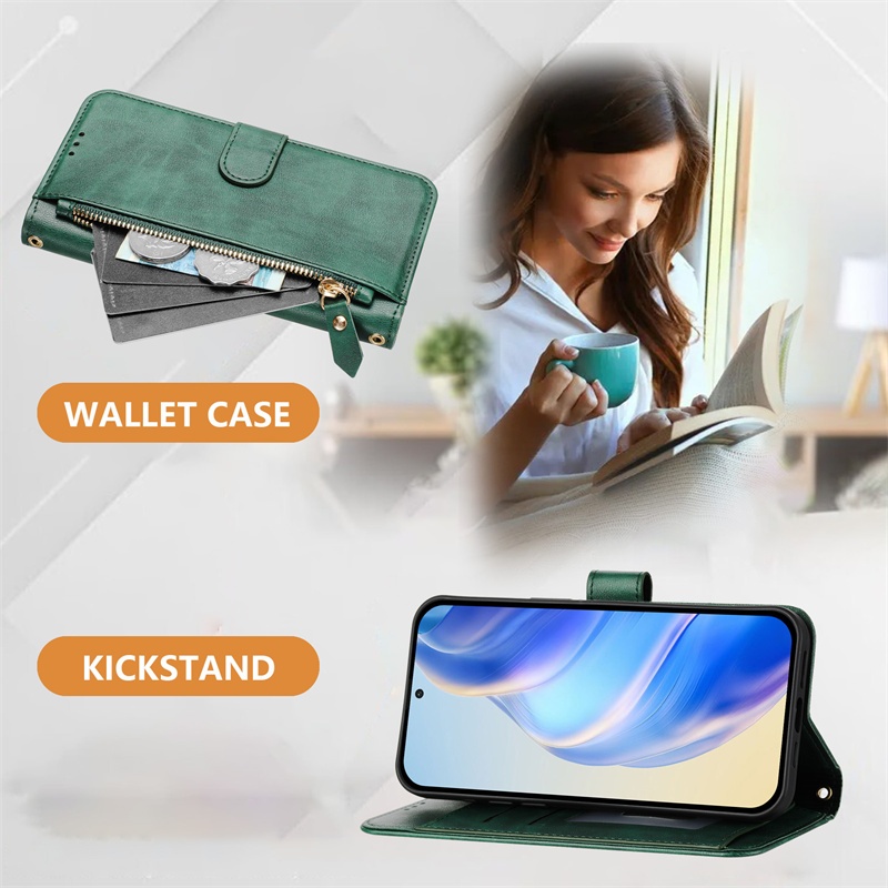 Ốp Lật Cho Infinix Hot 40 50 Pro Plus 40i 50i 4G 5G Ví Da Mờ Bao Khe Cắm Thẻ Túi Đựng Dây Kéo Vỏ
