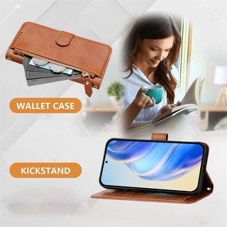 Ốp Lật Cho Tecno Camon 12 19 20 30 Premier 30S Pro 4G 5G Ví Da Mờ Bao Khe Cắm Thẻ Túi Đựng Dây Kéo Vỏ