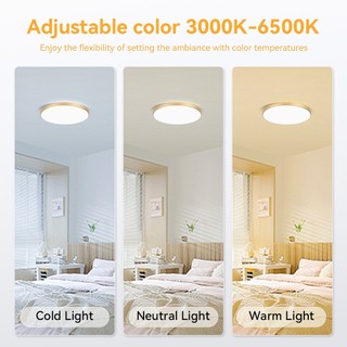 Đèn trần LED 3 màu 30 / 40W / 50W Đèn Bắc Âu hiện đại Đèn trần tròn siêu sáng
