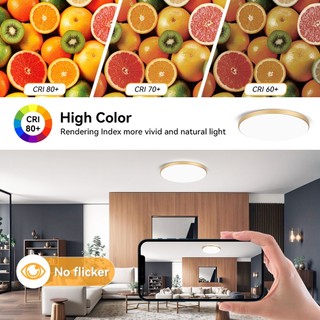 Đèn trần LED 3 màu 30 / 40W / 50W Đèn Bắc Âu hiện đại Đèn trần tròn siêu sáng