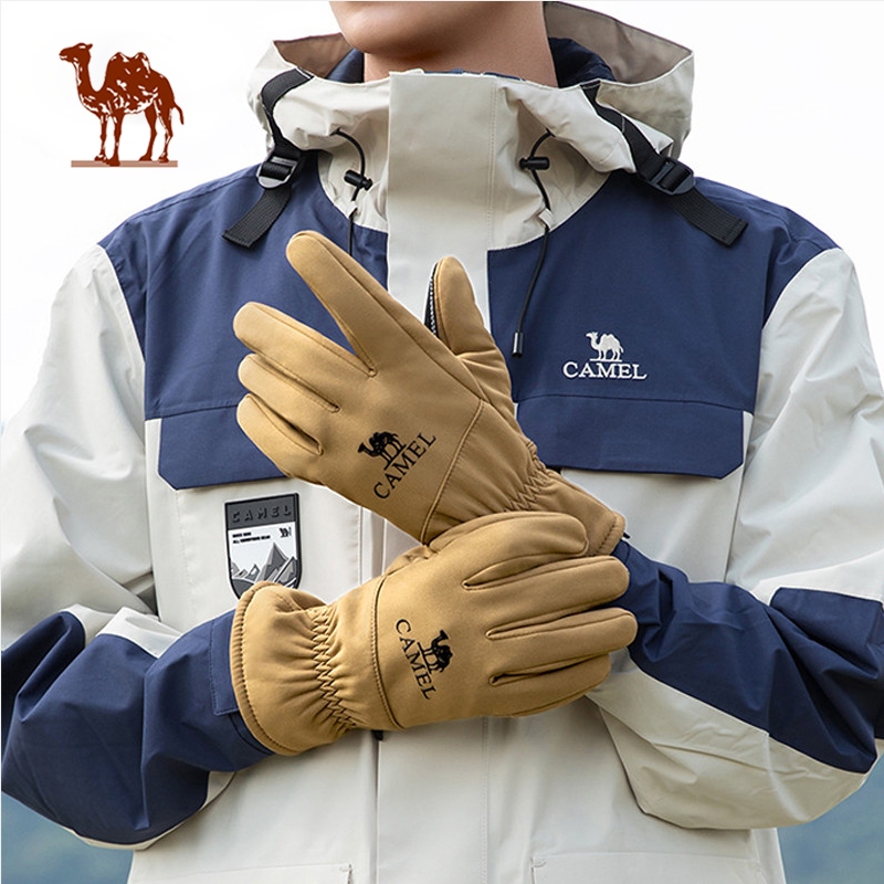Ảnh Găng tay đi bộ đường dài ngoài trời CAMEL CROWN Nam và Nữ Lót nhung Găng tay chống gió lạnh có màn hình cảm ứng 1