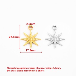 Thép không gỉ Tám Người Ngôi Sao Mặt Dây Chuyền Tự Làm Trang Sức Vòng Cổ Phụ Kiện Vòng Tay Ngôi Sao Vàng 18K Quyến Rũ