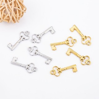 Thép không gỉ Retro Chìa Khóa Mặt Dây Chuyền Tự Làm Vòng Tay Vòng Cổ Phụ Kiện Trang Sức Vàng 18K Openwork Khóa Quyến Rũ