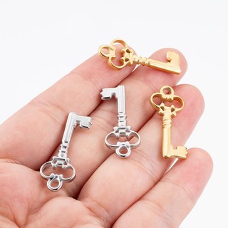 Thép không gỉ Retro Chìa Khóa Mặt Dây Chuyền Tự Làm Vòng Tay Vòng Cổ Phụ Kiện Trang Sức Vàng 18K Openwork Khóa Quyến Rũ