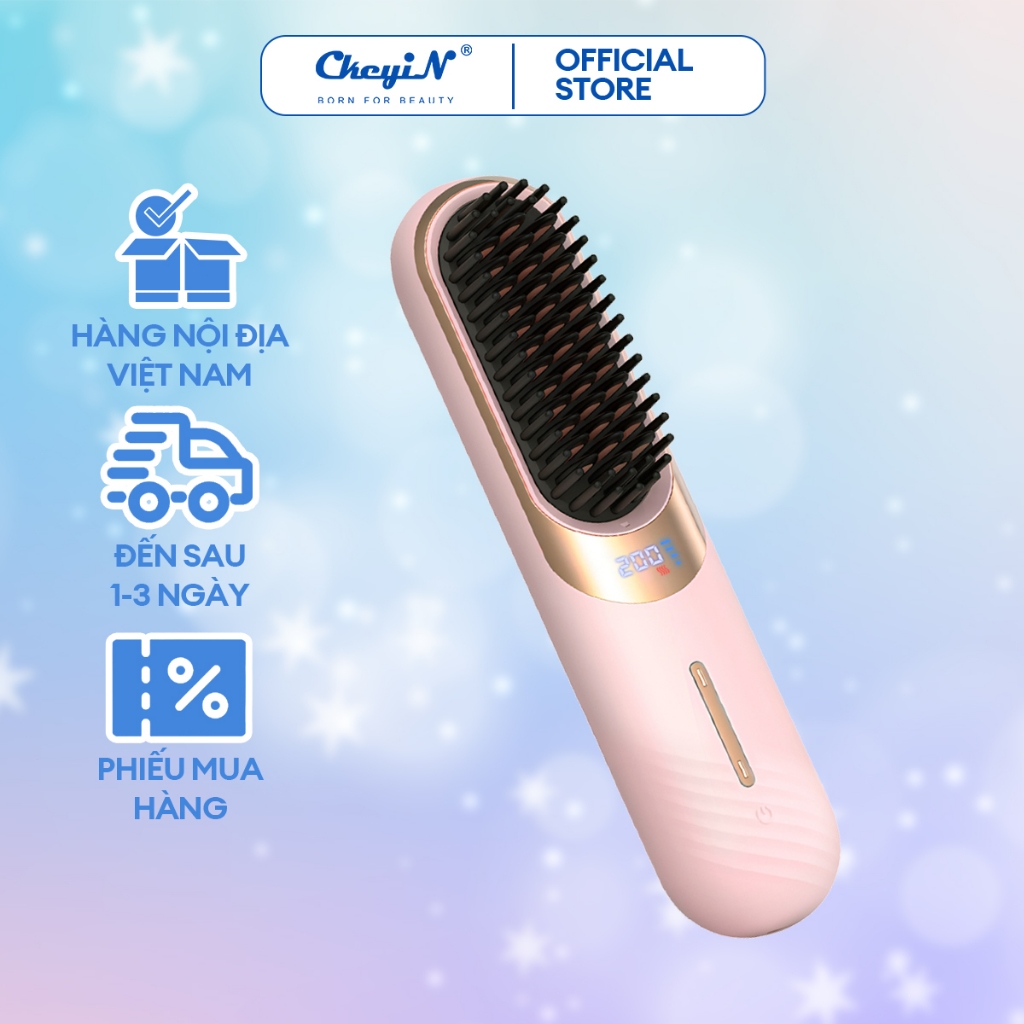 Ảnh CkeyiN Lược điện chải thẳng tóc ion âm cao cấp, tạo kiểu chuyên nghiệp máy uốn duỗi tóc, làm xoăn ép HM008 1