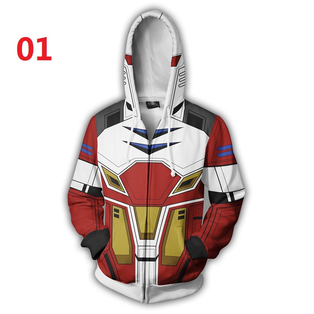 Gundam Dây Kéo Áo Khoác In Kỹ Thuật Số Áo Len Thời Trang