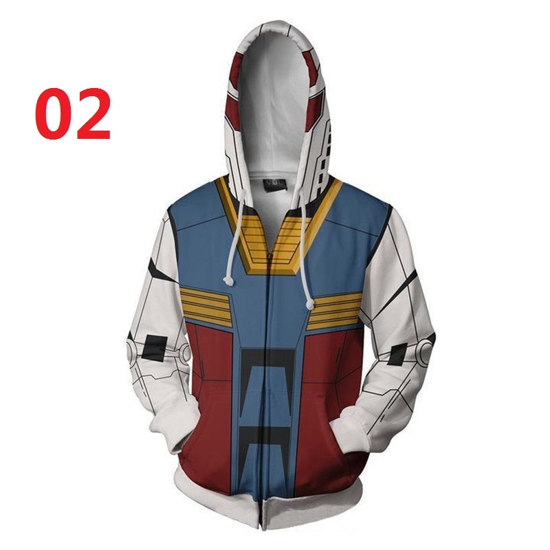 Gundam Dây Kéo Áo Khoác In Kỹ Thuật Số Áo Len Thời Trang