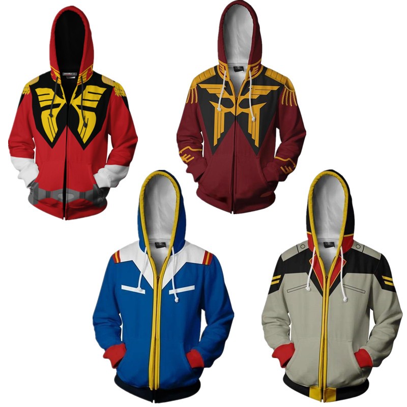 Áo Hoodie dây kéo GUNDAM Áo khoác in 3D Áo len thời trang