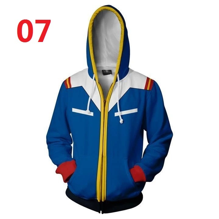 Áo Hoodie dây kéo GUNDAM Áo khoác in 3D Áo len thời trang